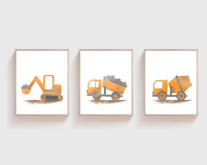 8x10 Truck Wall Art Printables | Construction Nursery Art | Set of 3 nursery art print baby nursery bedroom decor