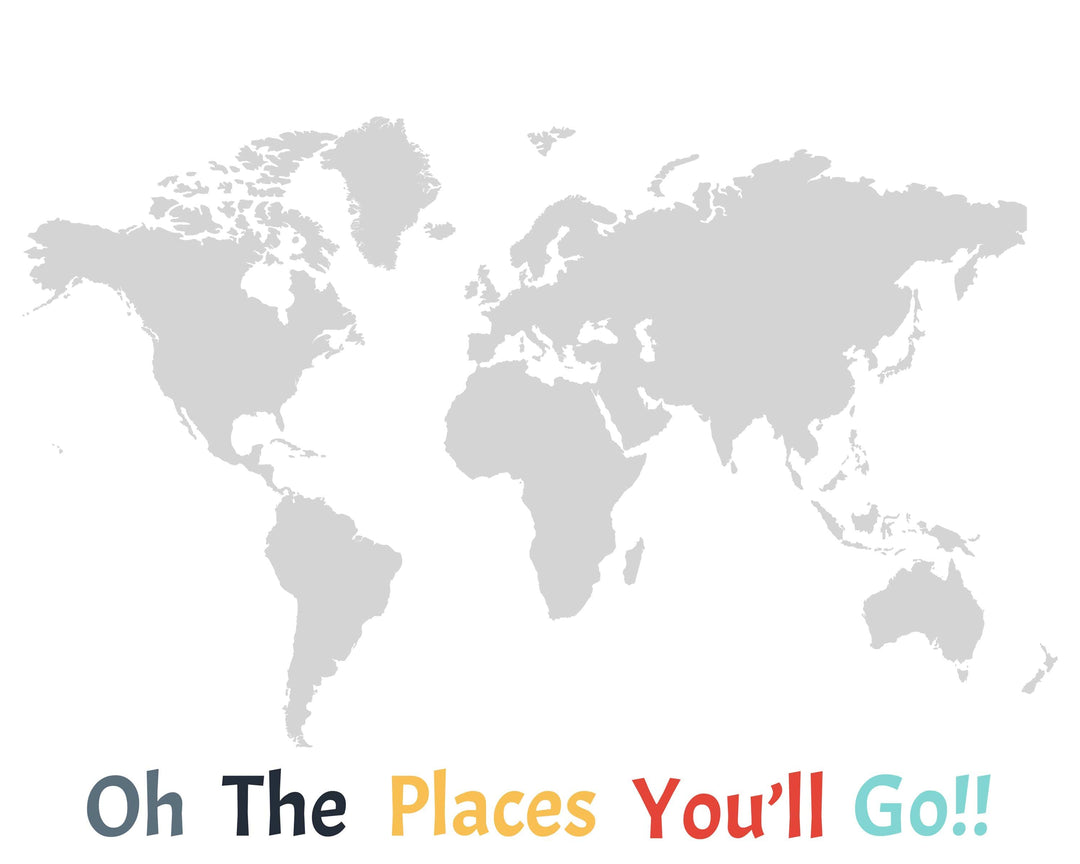 8x10 World map nursery - Oh the places you will go - World map wall art - Boy room decor - Boy art prints - Printable nursery wall art - H2128 nursery art print baby nursery bedroom decor
