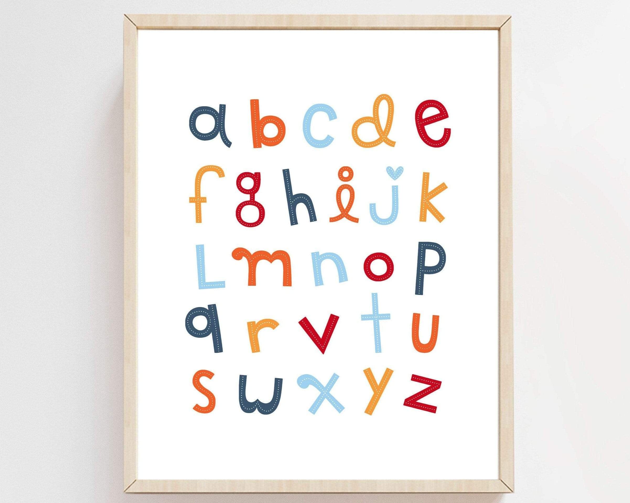 A4 Alphabet prints for nursery | Alphabet wall art nursery art print baby nursery bedroom decor