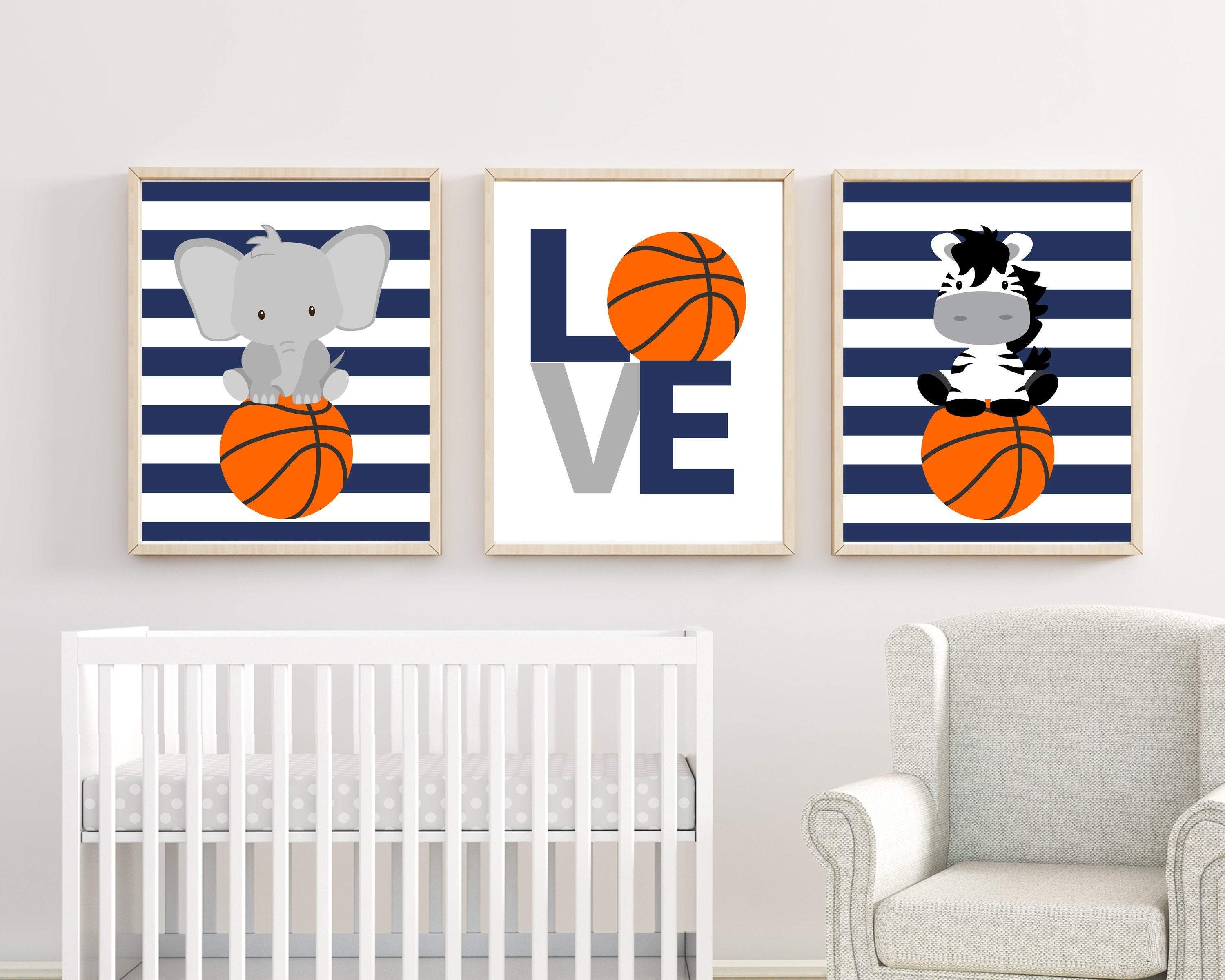 A4 Animal & basketball wall art | sports print for kids bedroom nursery art print baby nursery bedroom decor
