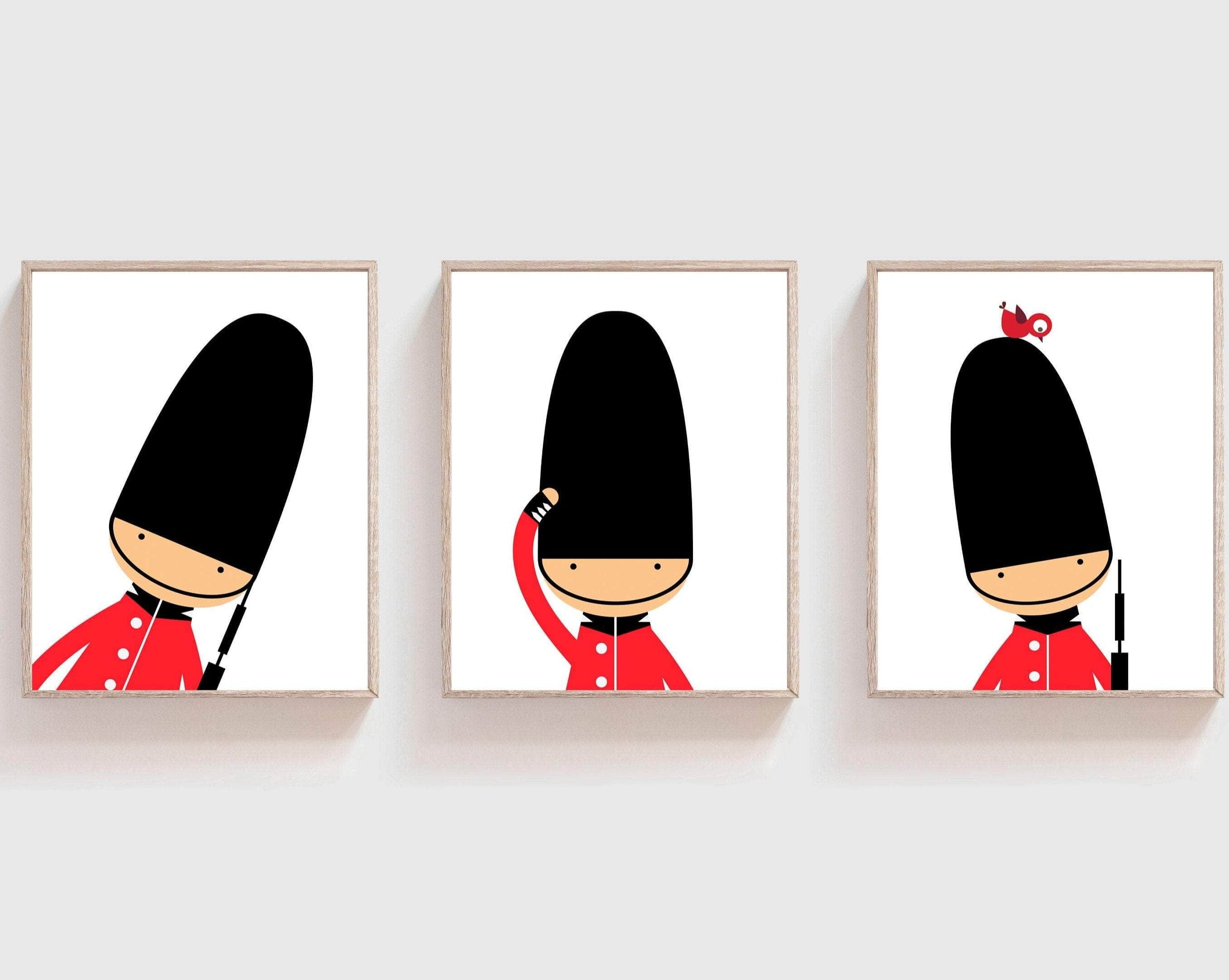 A4 Toy Soldiers Nursery Print | English Guards Nursery Print Set | Set of 3 Art Prints nursery art print baby nursery bedroom decor