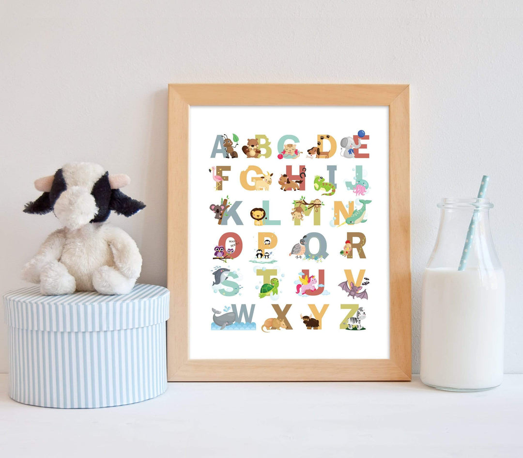 Alphabet wall art print nursery art print baby nursery bedroom decor