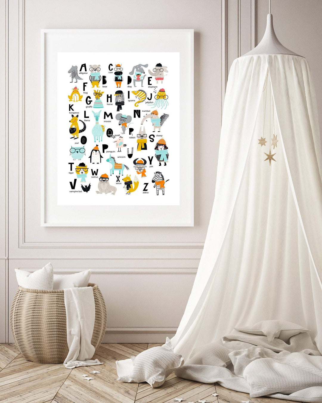 Animal Alphabet A to Z nursery art print baby nursery bedroom decor