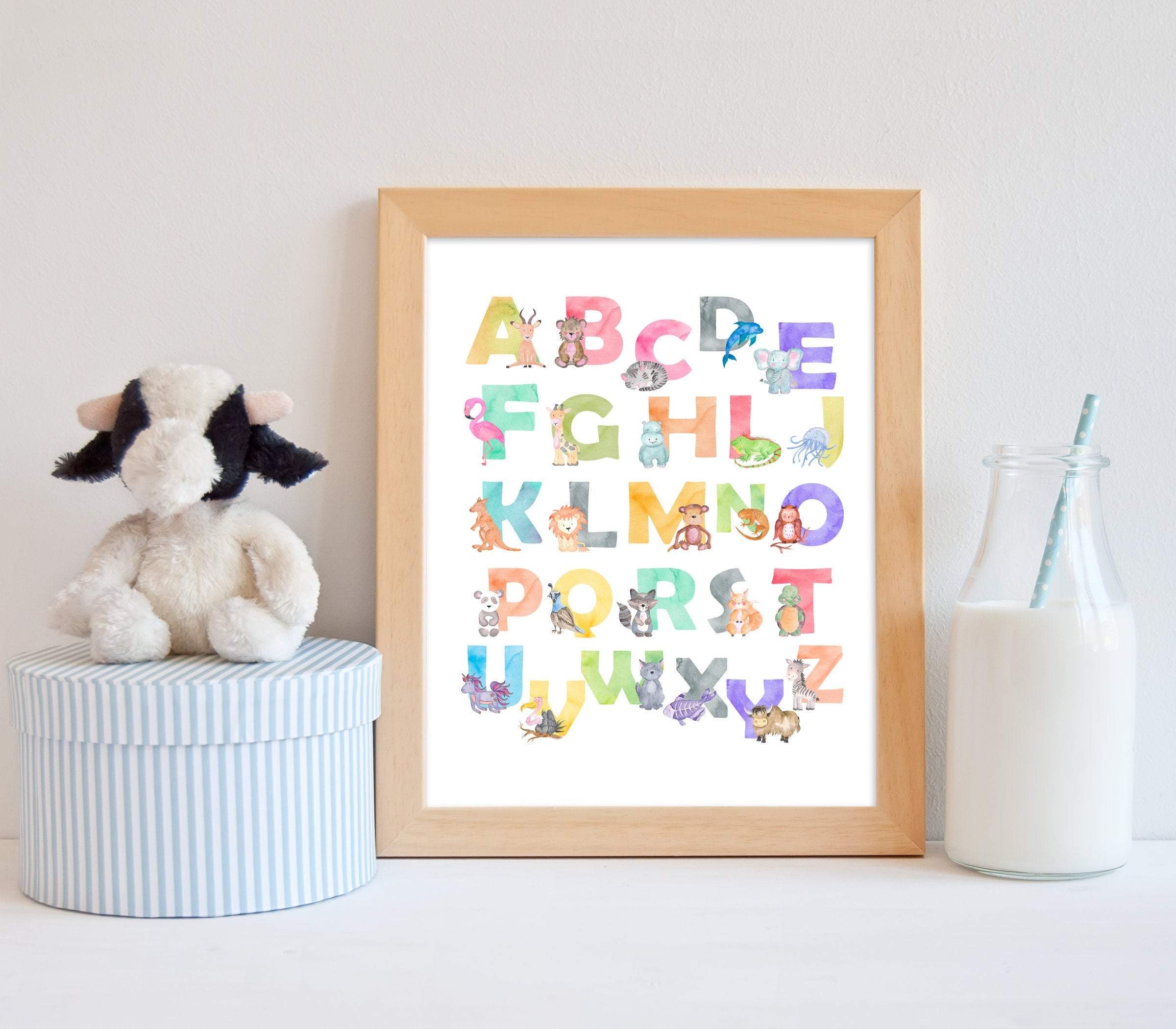 Animal alphabet wall print | Education and cuteness combined nursery art print baby nursery bedroom decor
