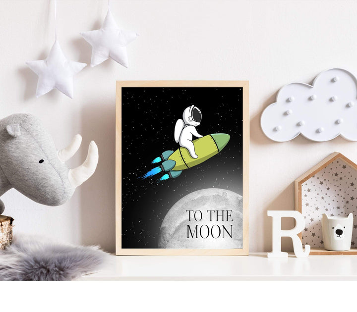 Astronaut art print - Space wall art - Retro nursery print - Baby room art - Spaceship wall art - Boys room printables - Space decor - H2011 nursery art print baby nursery bedroom decor