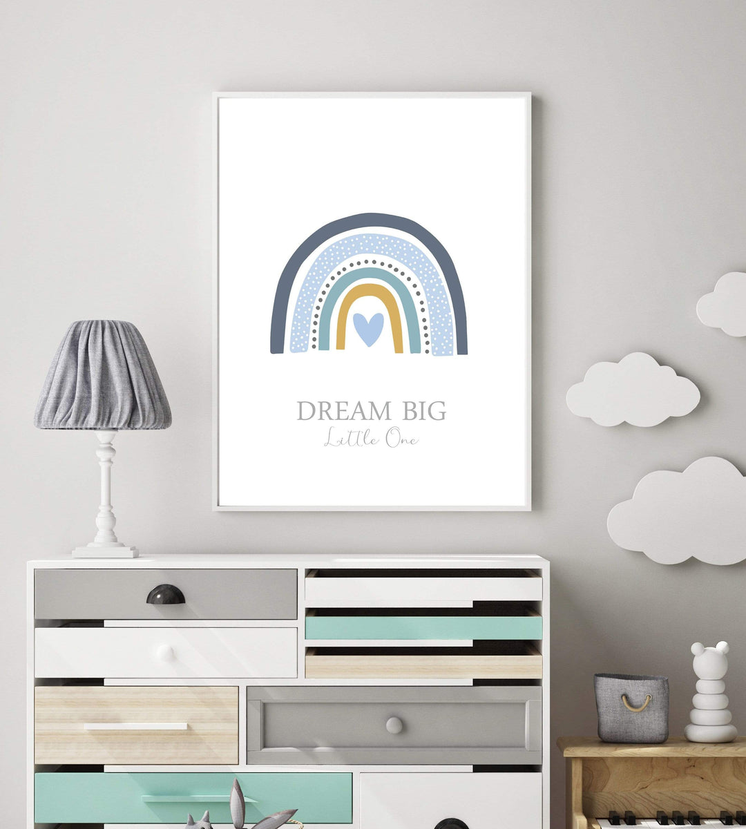 Baby boy rainbow art print | Rainbow wall art | Blue nursery decor nursery art print baby nursery bedroom decor