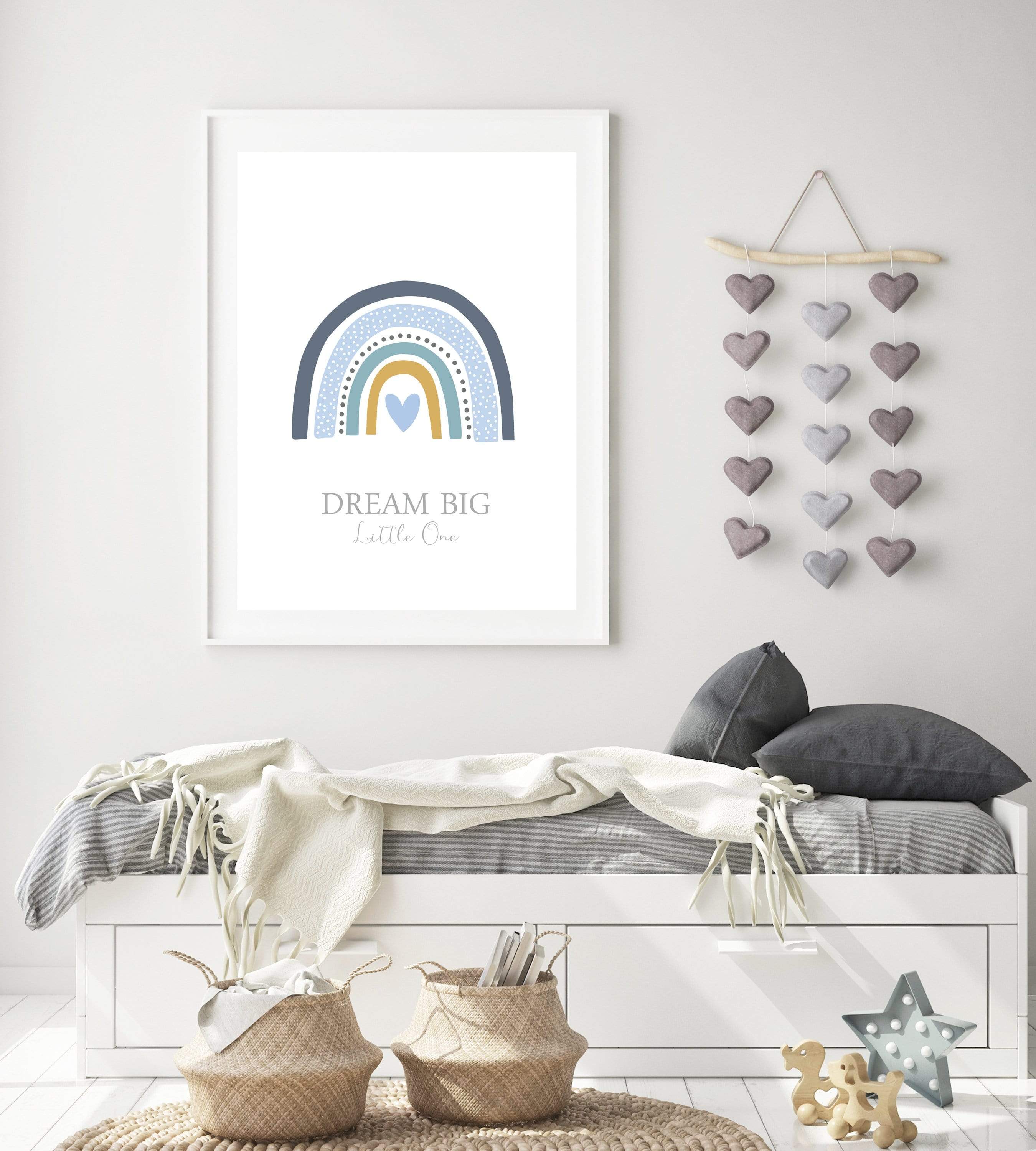 Baby boy rainbow art print | Rainbow wall art | Blue nursery decor nursery art print baby nursery bedroom decor