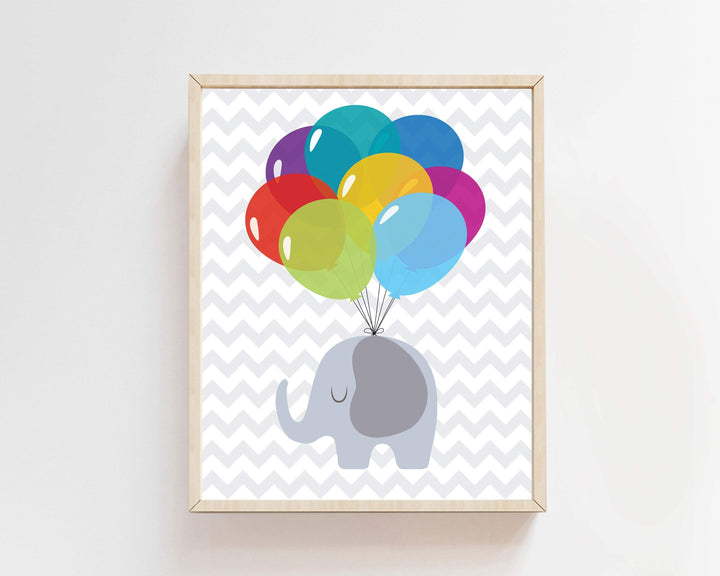 Baby elephant nursery picture - Baby Elephant with Balloons nursery art print baby nursery bedroom decor