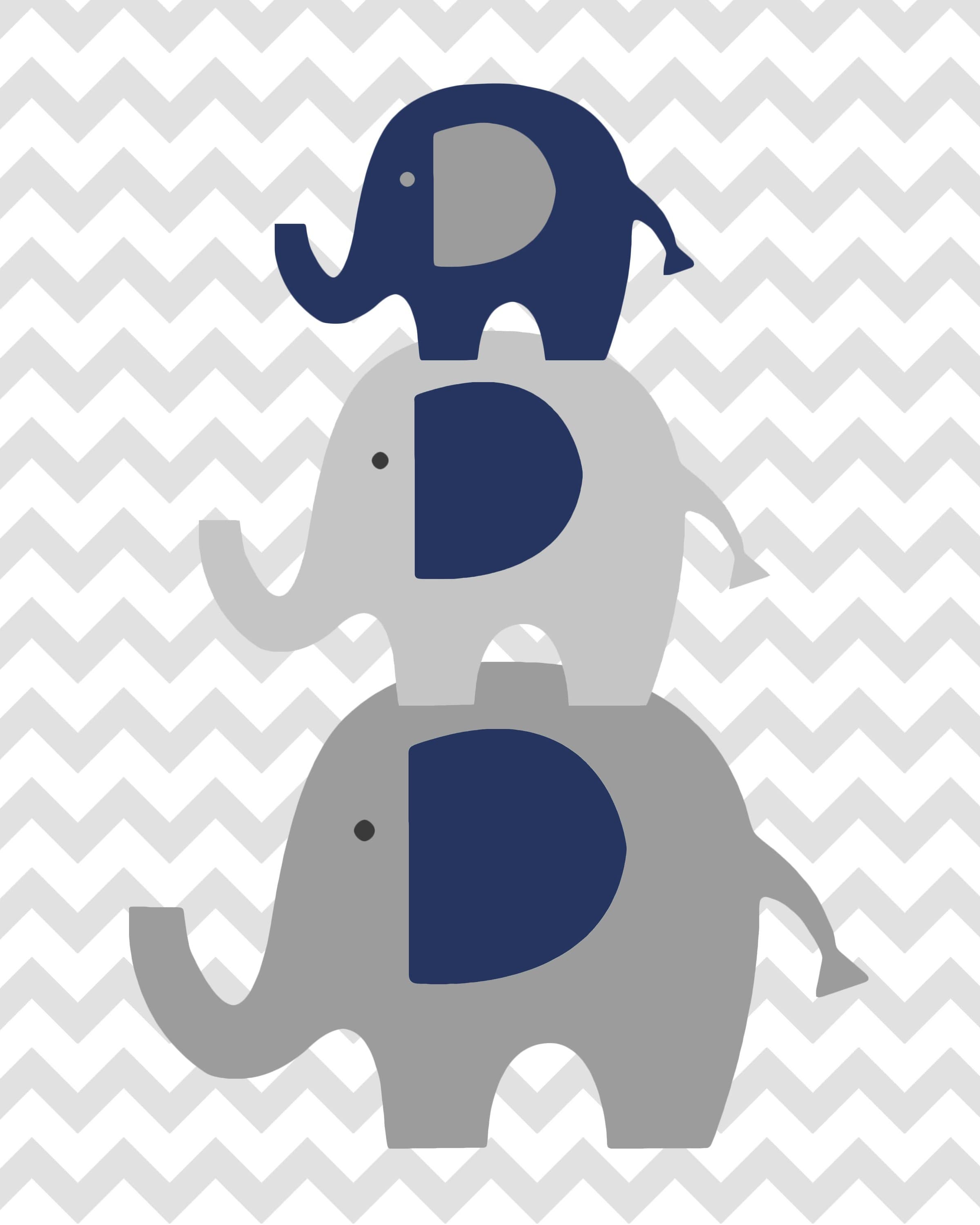 Baby Elephant Nursery Wall Art. Baby Boy Nursery Art. Suits Navy and Gray Nursery Decor. Includes Elephants and Love Art Print - H1111 nursery art print baby nursery bedroom decor