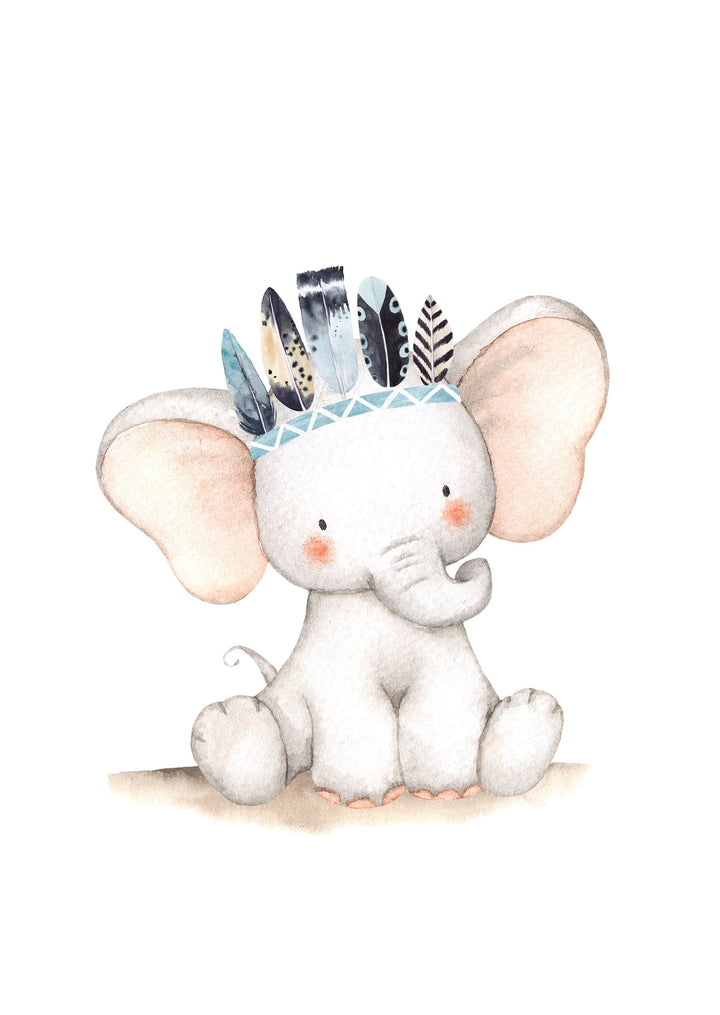 Baby Elephant print - Elephant nursery print - animal print nursery wall art - Baby boy nursery prints - Boy bedroom prints - H1624 nursery art print baby nursery bedroom decor