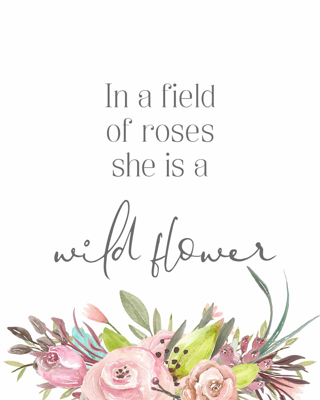 Baby girl nursery wall art - Girls wall art - Girls printable wall art - Floral nursery decor - Watercolor deer digital - Deer wall art nursery art print baby nursery bedroom decor