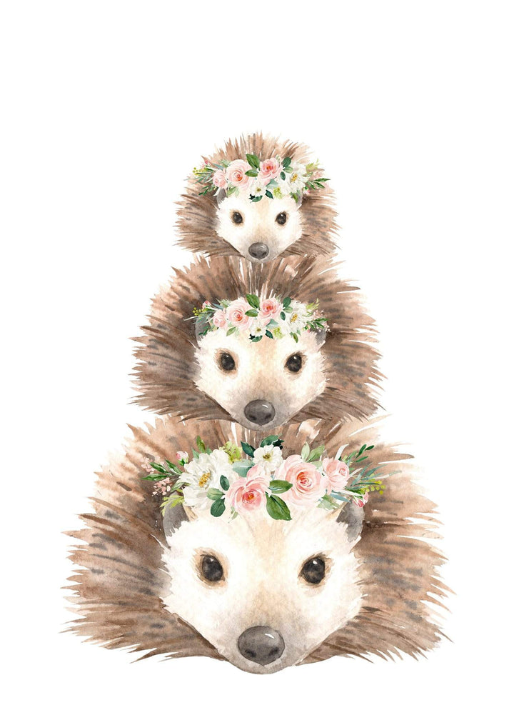 Baby girl woodland nursery decor - Girl nursery prints - Floral nursery decor - Girl woodland animal - Floral nursery print - H1720 nursery art print baby nursery bedroom decor