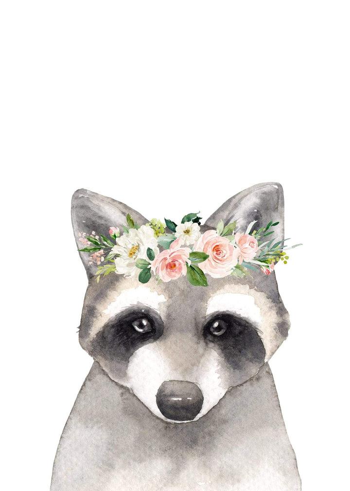 Baby girl woodland nursery decor - Girl nursery prints - Floral nursery decor - Girl woodland animal - Floral nursery print - H1720 nursery art print baby nursery bedroom decor