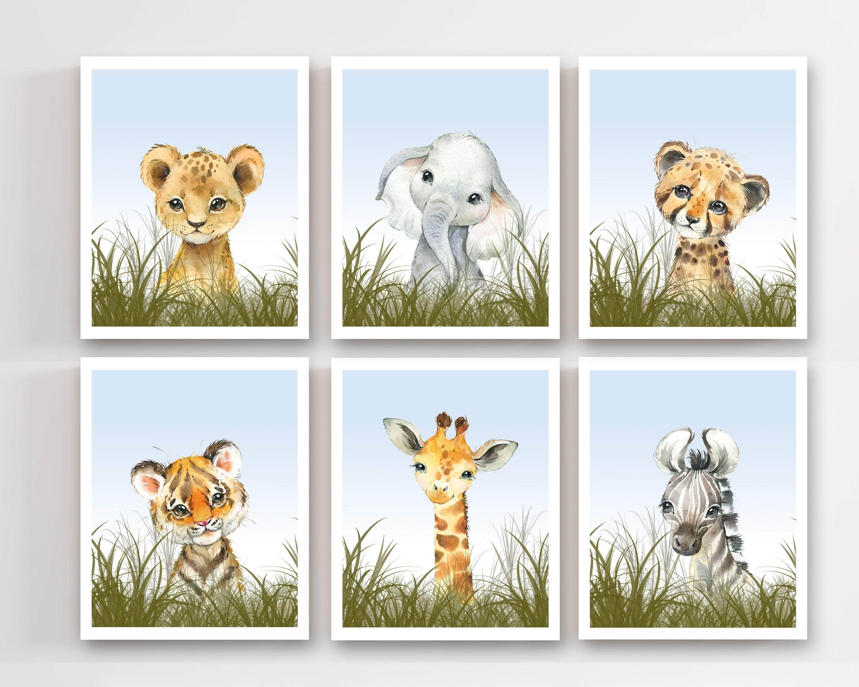 Baby safari animal prints - Safari Animal prints - Nursery animal wall art - Safari nursery decor - Nursery safari animal prints - Printable nursery art print baby nursery bedroom decor