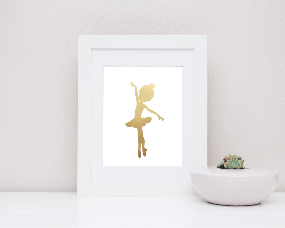 Ballerina Art, Golden Ballerina Print an decor, Ballet Art nursery art print baby nursery bedroom decor