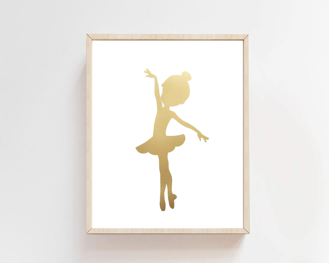 Ballerina Art, Golden Ballerina Print an decor, Ballet Art nursery art print baby nursery bedroom decor