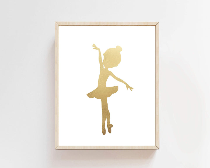 Ballerina Art, Golden Ballerina Print an decor, Ballet Art nursery art print baby nursery bedroom decor