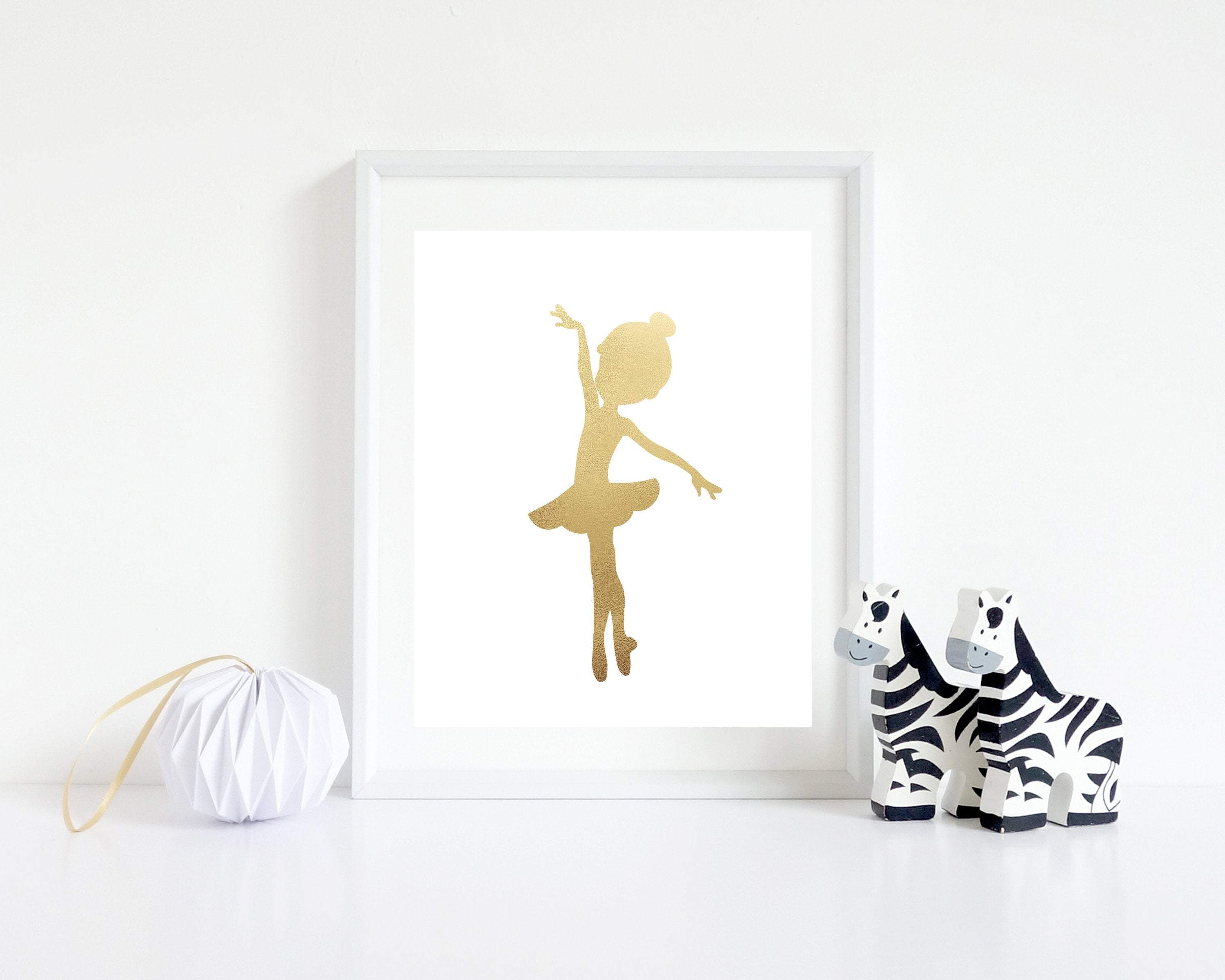 Ballerina Art, Golden Ballerina Print an decor, Ballet Art nursery art print baby nursery bedroom decor