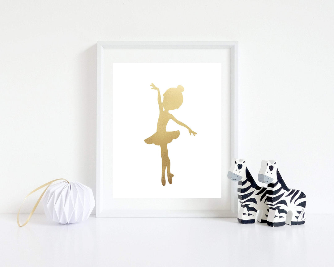 Ballerina Art, Golden Ballerina Print an decor, Ballet Art nursery art print baby nursery bedroom decor