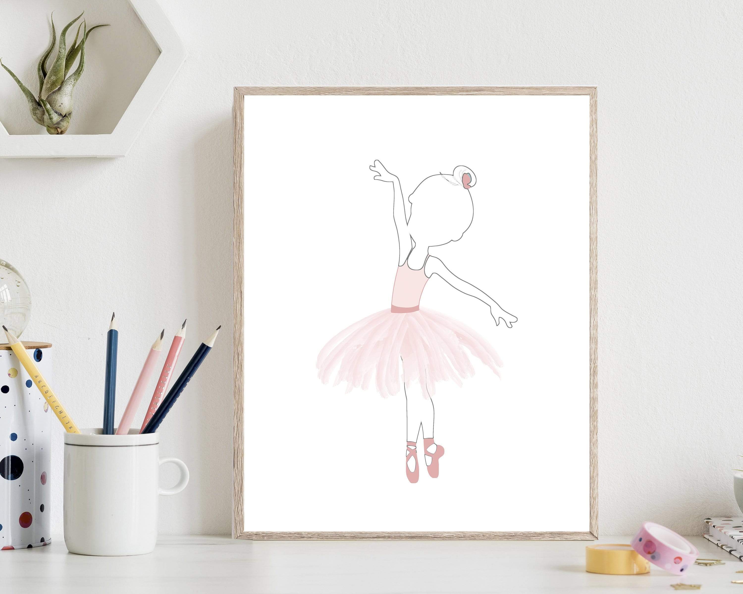 Ballerina wall art | Baby girl nursery | Ballet dancer wall print nursery art print baby nursery bedroom decor