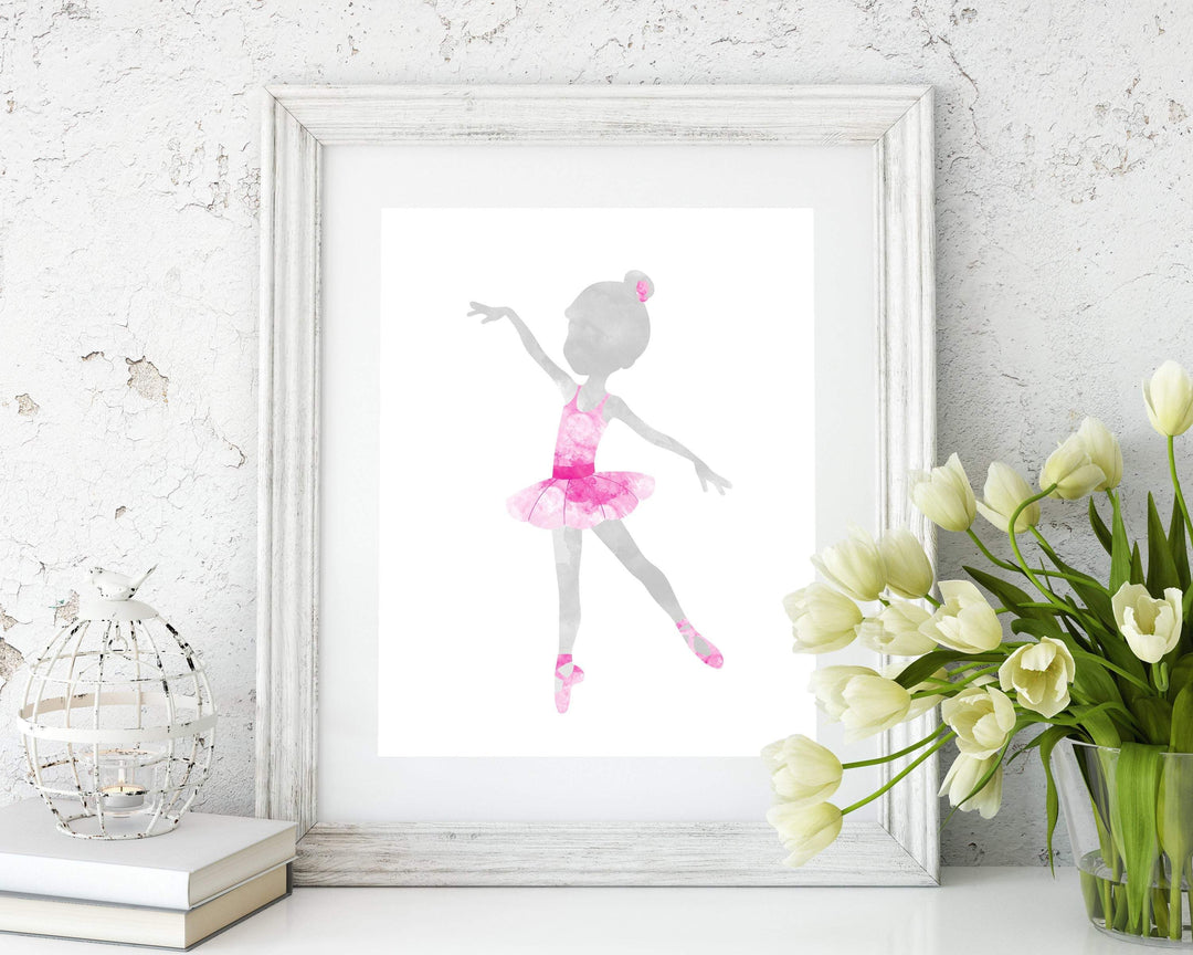 Ballerina Wall Art, Pink Ballerina Art Print in watercolor, Girls Ballet dancer nursery art print baby nursery bedroom decor