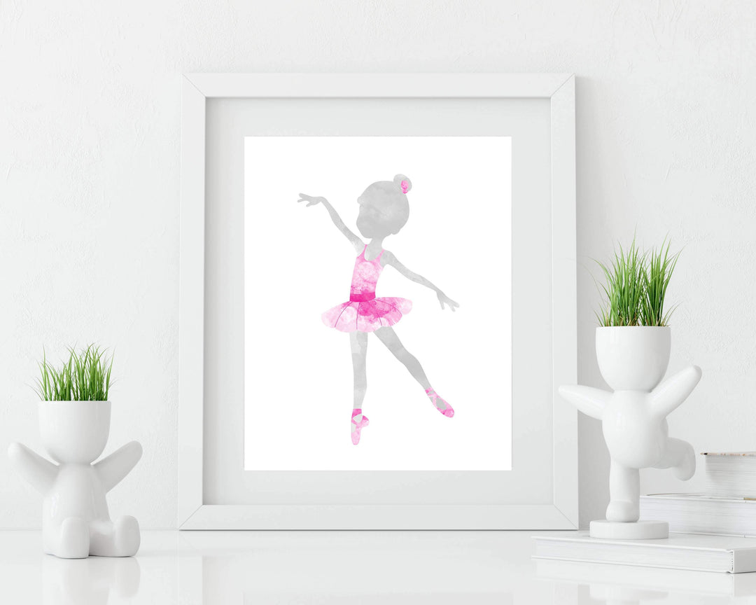 Ballerina Wall Art, Pink Ballerina Art Print in watercolor, Girls Ballet dancer nursery art print baby nursery bedroom decor