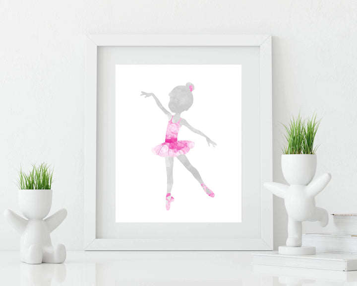 Ballerina Wall Art, Pink Ballerina Art Print in watercolor, Girls Ballet dancer nursery art print baby nursery bedroom decor
