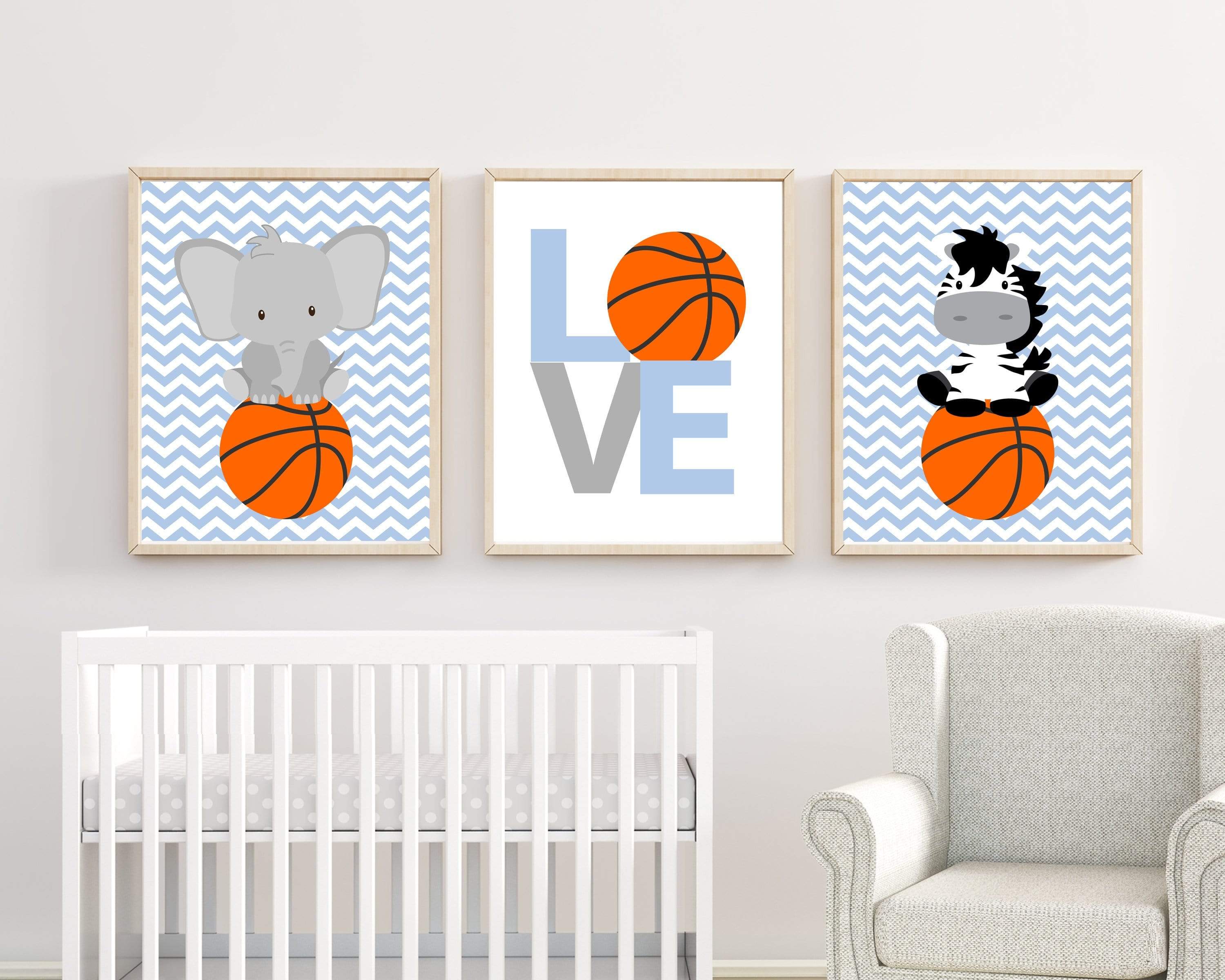Basketball nursery art prints with baby animals nursery art print baby nursery bedroom decor