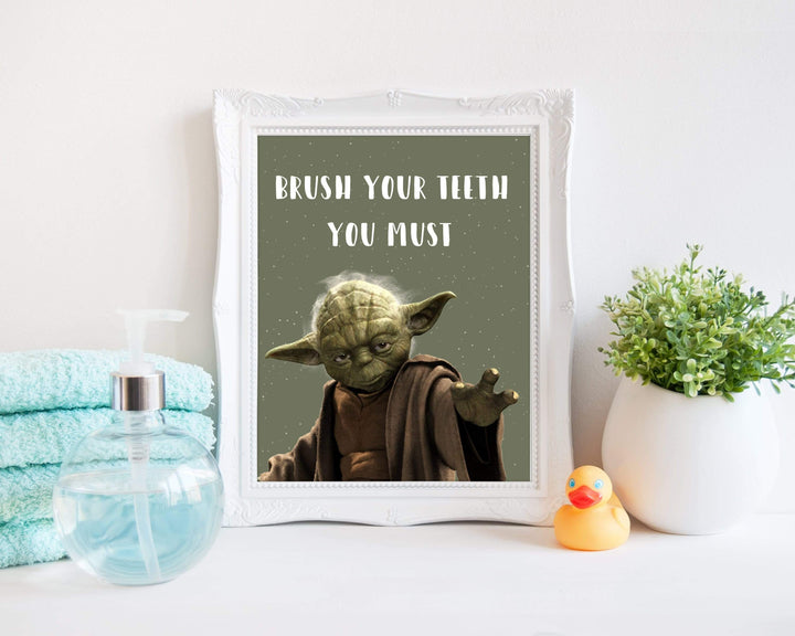 Bathroom Art - Yoda says Brush your Teeth Bathroom printable for kids nursery art print baby nursery bedroom decor