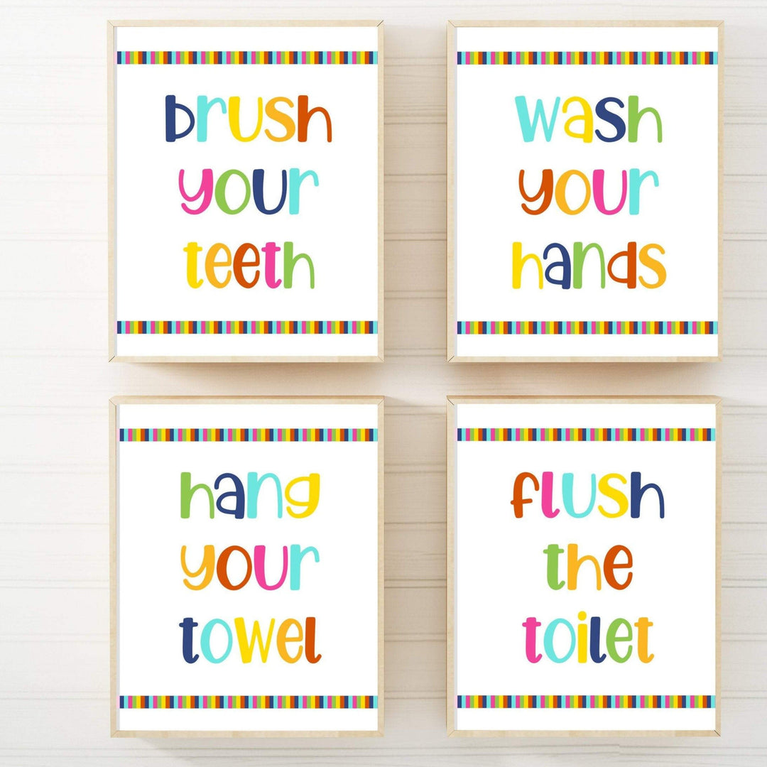 Bathroom rules for kids printable - Colorful bathroom decor for kids nursery art print baby nursery bedroom decor