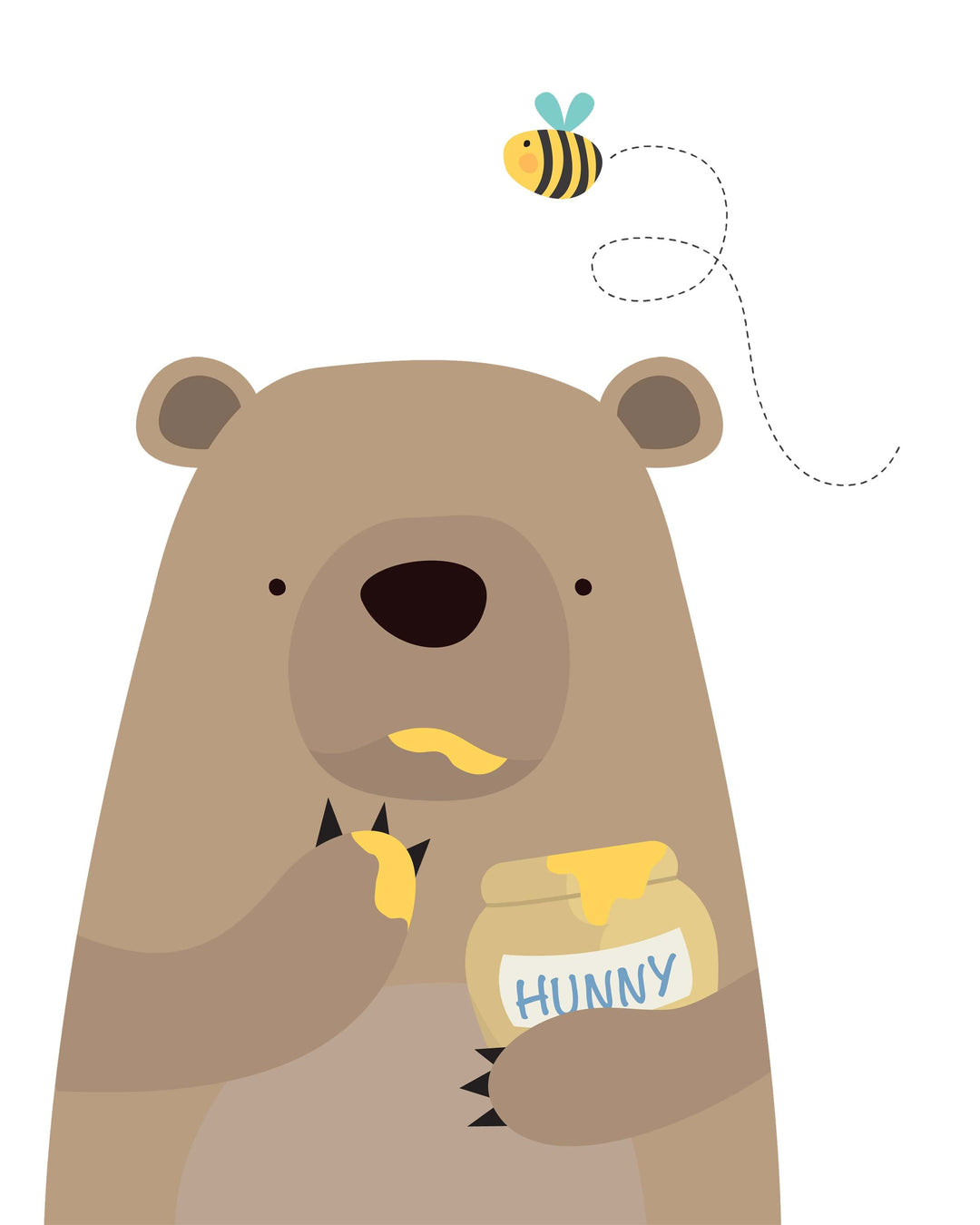 Bear and Bee Nursery Art - Honey bee nursery decor - Bumble bee wall art - Bee nursery printable - Honey bear print - Baby boy nursery print nursery art print baby nursery bedroom decor