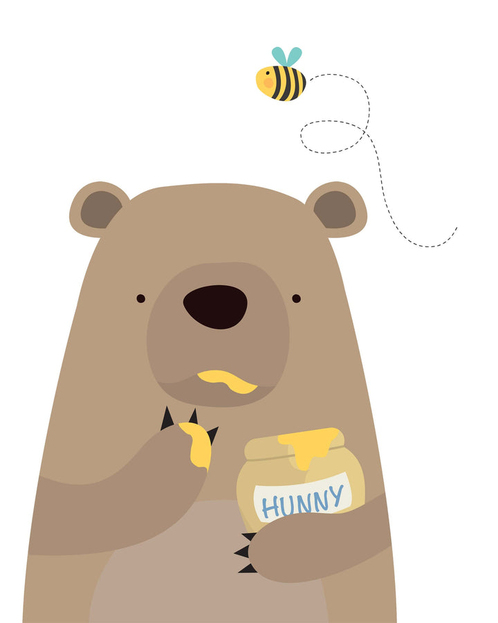 Bear and Bee Nursery Art - Honey bee nursery decor - Bumble bee wall art - Bee nursery printable - Honey bear print - Baby boy nursery print nursery art print baby nursery bedroom decor