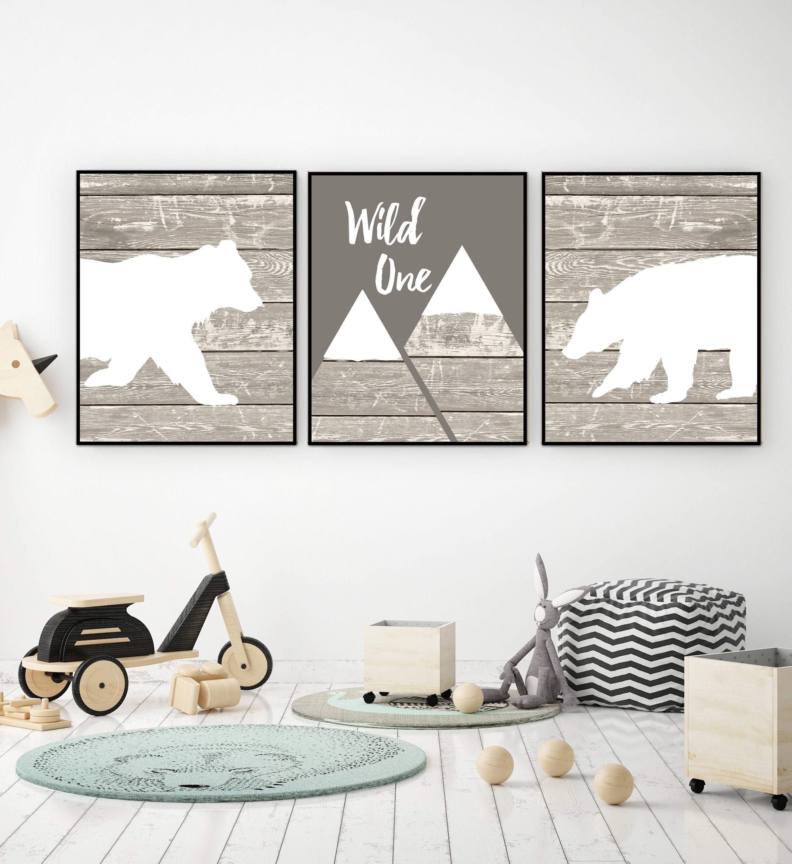 Bear art print | Woodland bear print | Wild one wall art nursery art print baby nursery bedroom decor
