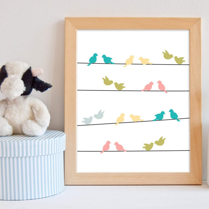 Bird wall art prints - bird art print - bird on a wire wall art - Girls room art print - Girl nursery wall art - Cute bird printable -H1749 nursery art print baby nursery bedroom decor
