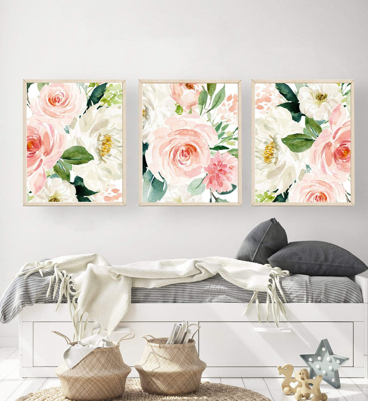 Blush pink floral print - Pink flowers - Farm house nursery decor - Printable wall art - Baby girl nursery - Girls room decor - Baby gift nursery art print baby nursery bedroom decor