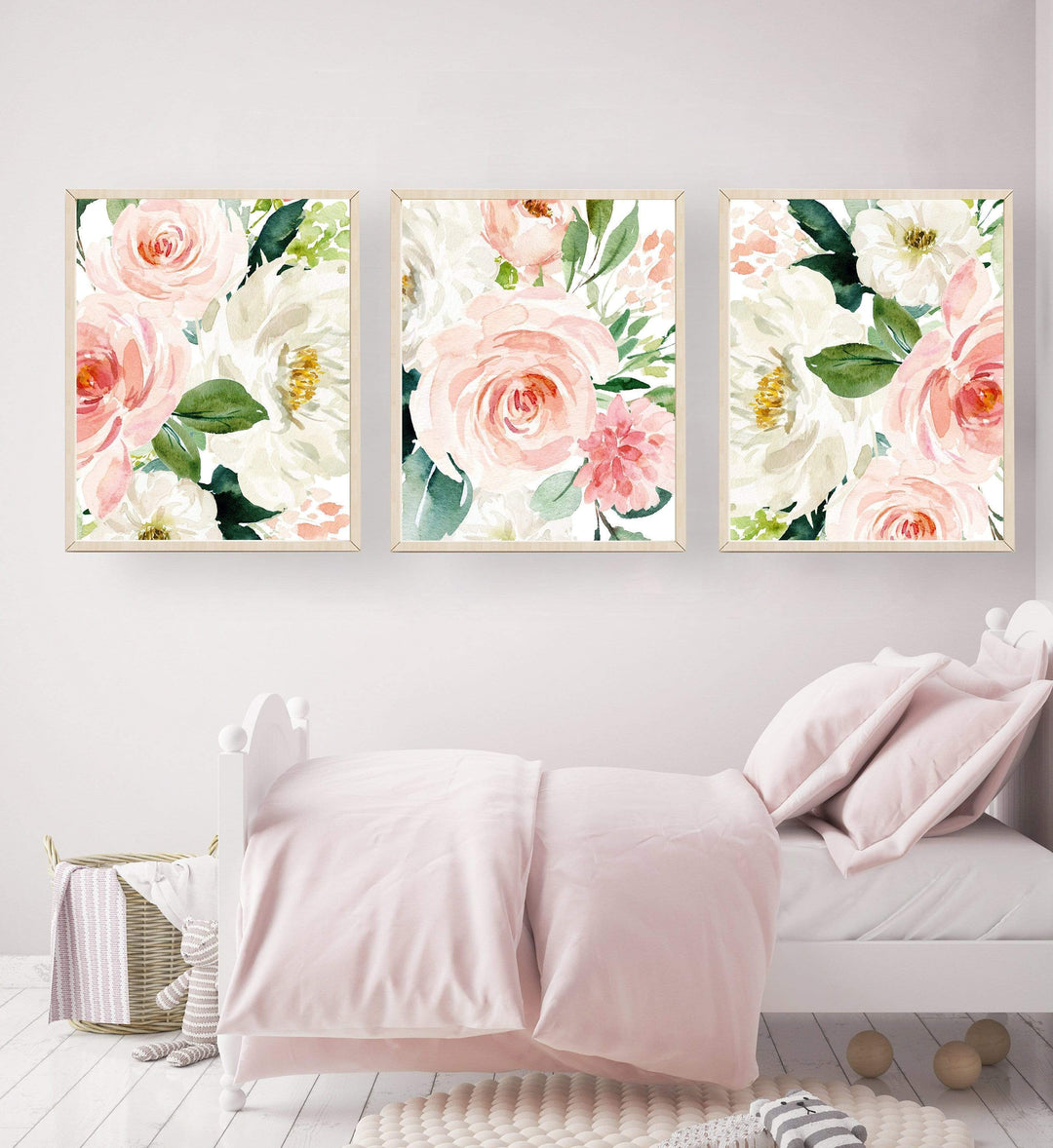 Blush pink floral print - Pink flowers - Farm house nursery decor - Printable wall art - Baby girl nursery - Girls room decor - Baby gift nursery art print baby nursery bedroom decor