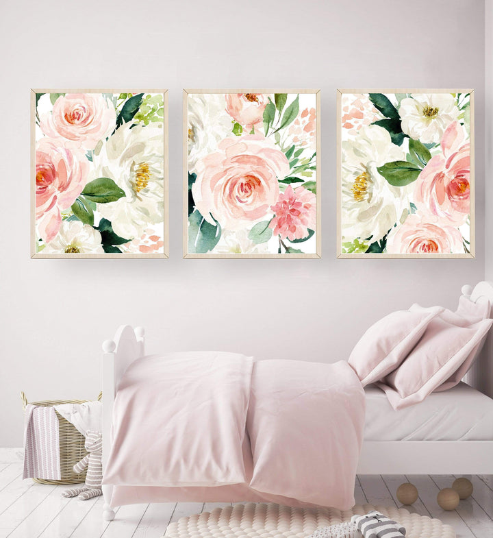 Blush pink floral print - Pink flowers - Farm house nursery decor - Printable wall art - Baby girl nursery - Girls room decor - Baby gift nursery art print baby nursery bedroom decor