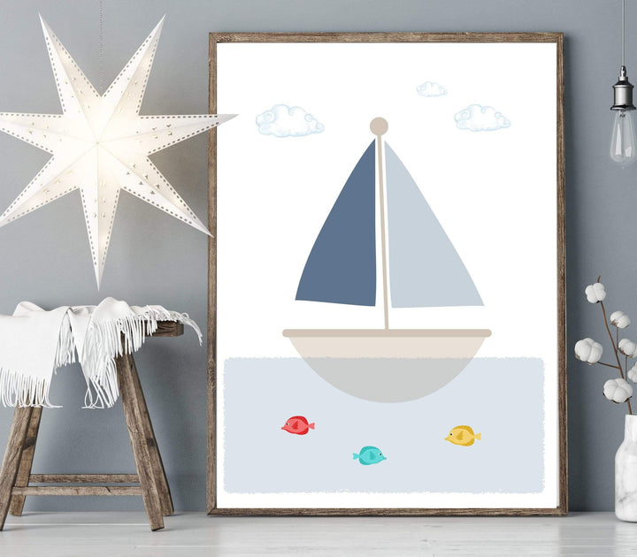 Boat print - Boat digital print - Baby boy nursery decor - Nursery boat theme - Printable boat art - Nautical theme nursery - Boys wall art nursery art print baby nursery bedroom decor