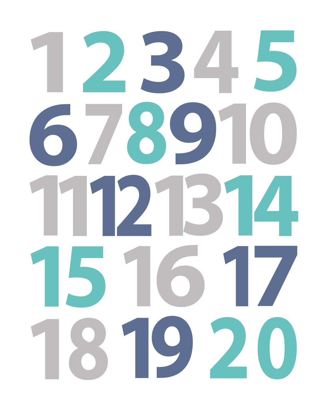 Boy Alphabet and Numbers Print, Alphabet wall art, Baby Boy Nursery Wall Art, 123 & ABC Gray Blue Nursery Decor -  Unframed H1479 nursery art print baby nursery bedroom decor