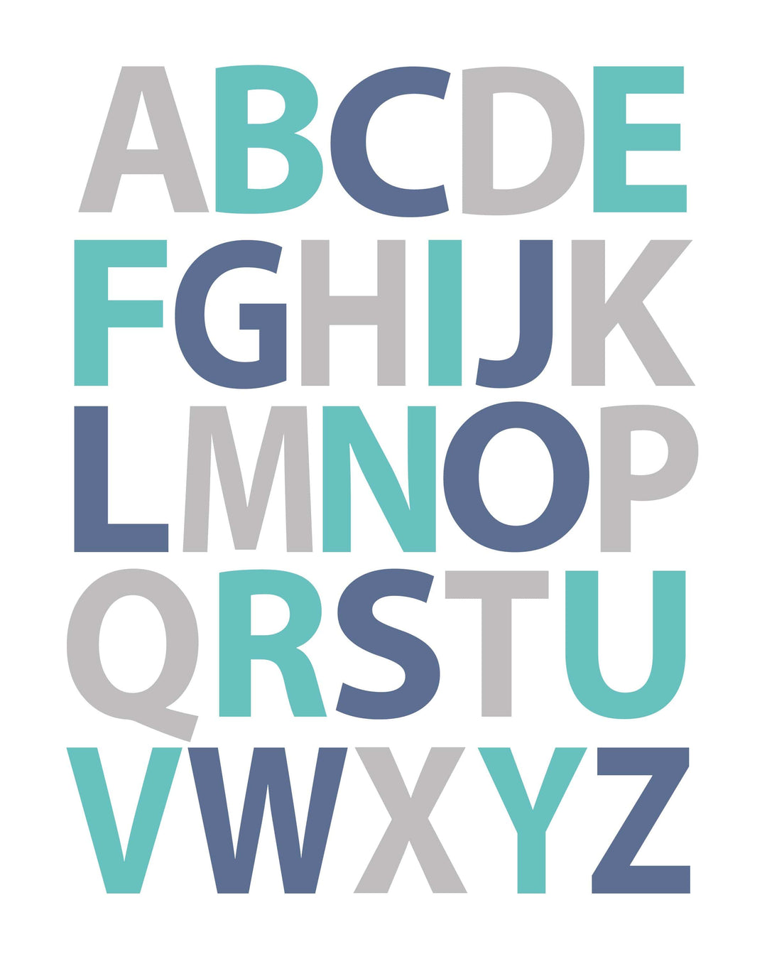 Boy Alphabet and Numbers Print, Alphabet wall art, Baby Boy Nursery Wall Art, 123 & ABC Gray Blue Nursery Decor -  Unframed H1479 nursery art print baby nursery bedroom decor