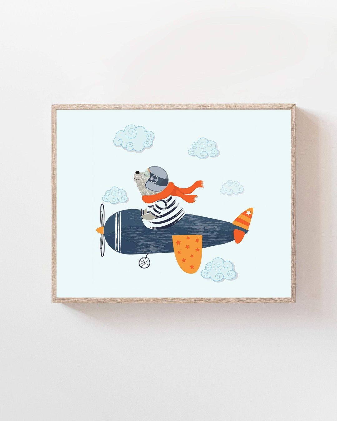 Boys wall print, Baby boy nursery wall art, Aeroplane wall decor, Blue and orange boys decor, Modern boy wall art -  H1407 nursery art print baby nursery bedroom decor