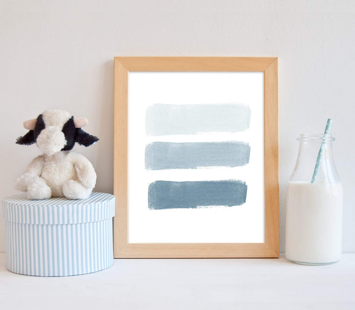 Brush stroke wall art | Coastal Blue abstract print nursery art print baby nursery bedroom decor