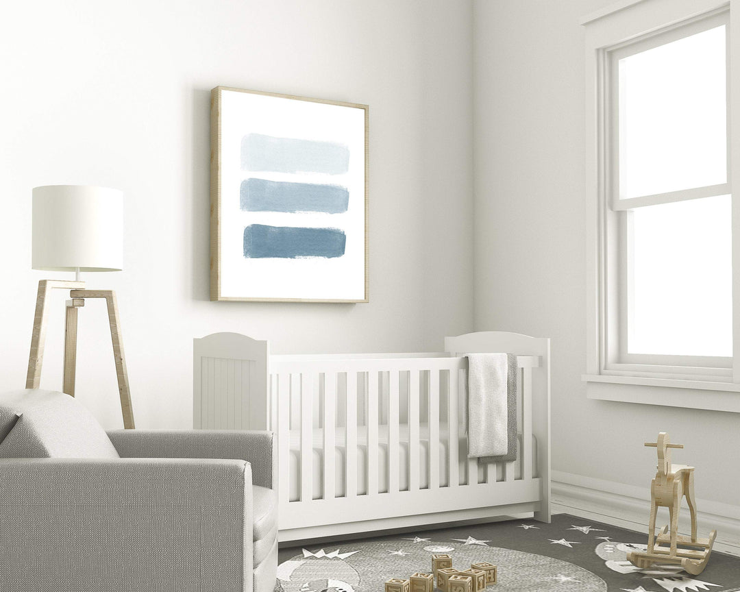 Brush stroke wall art | Coastal Blue abstract print nursery art print baby nursery bedroom decor