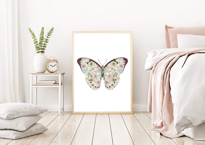 Butterfly wall art - Butterfly printable - Floral Butterfly - Pink Butterfly print - Girls room print - Butterfly print - Butterfly poster nursery art print baby nursery bedroom decor