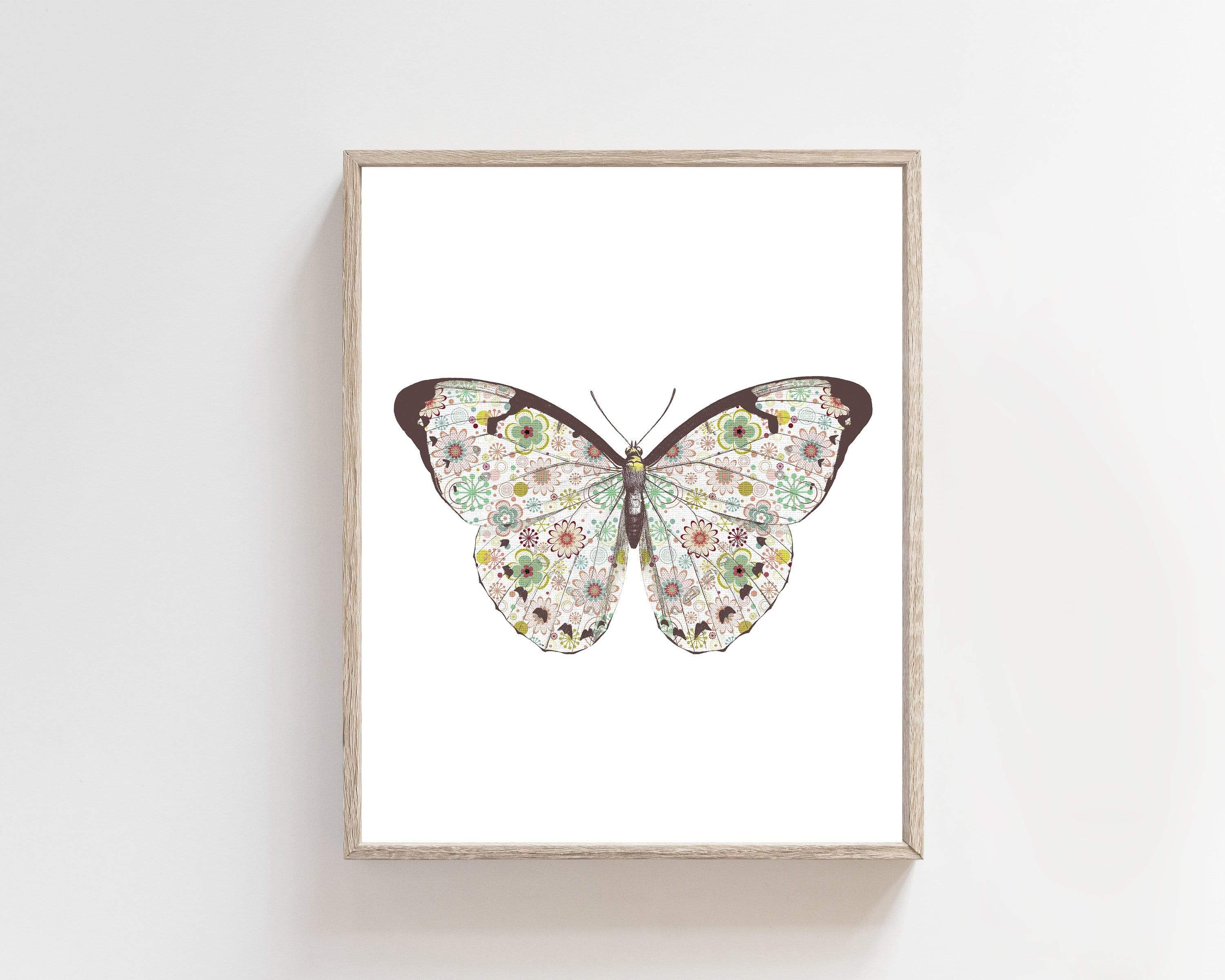 Butterfly wall art - Butterfly printable - Floral Butterfly - Pink Butterfly print - Girls room print - Butterfly print - Butterfly poster nursery art print baby nursery bedroom decor