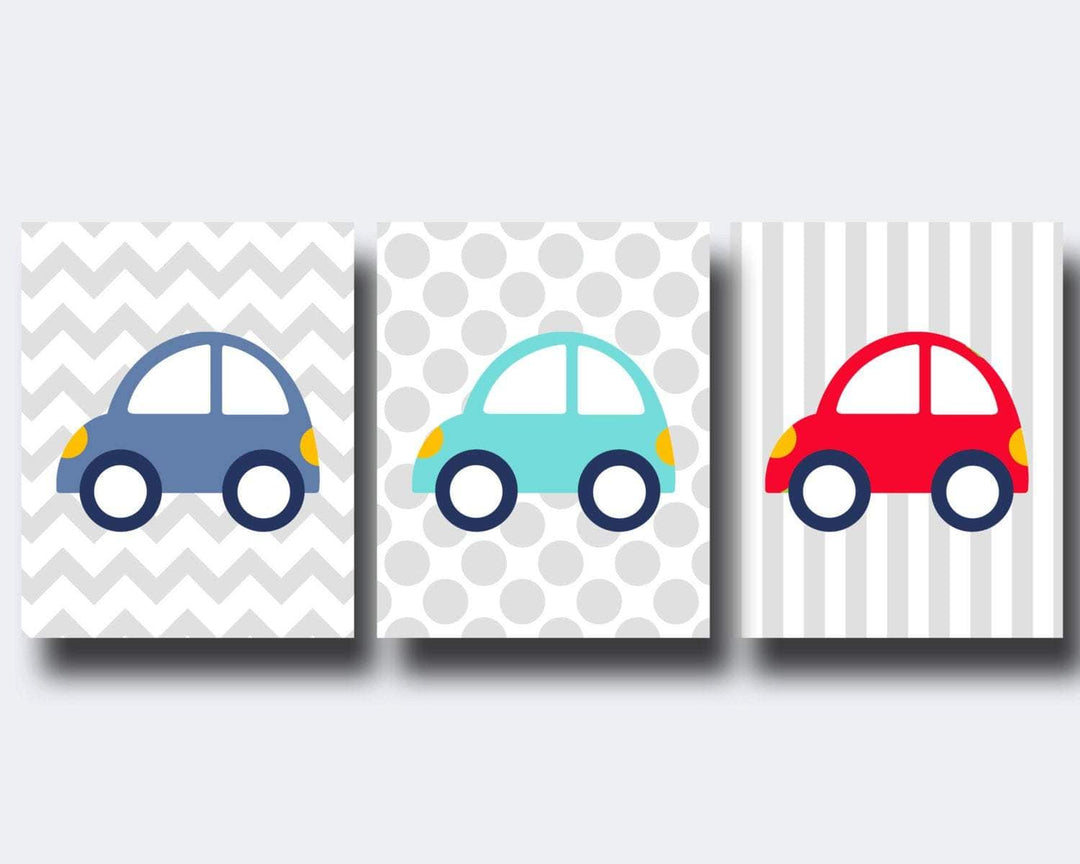 Car themed nursery decor, Blue, Green and Red Cars Baby Art Print nursery art print baby nursery bedroom decor