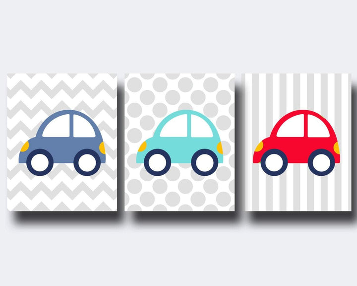 Car themed nursery decor, Blue, Green and Red Cars Baby Art Print nursery art print baby nursery bedroom decor
