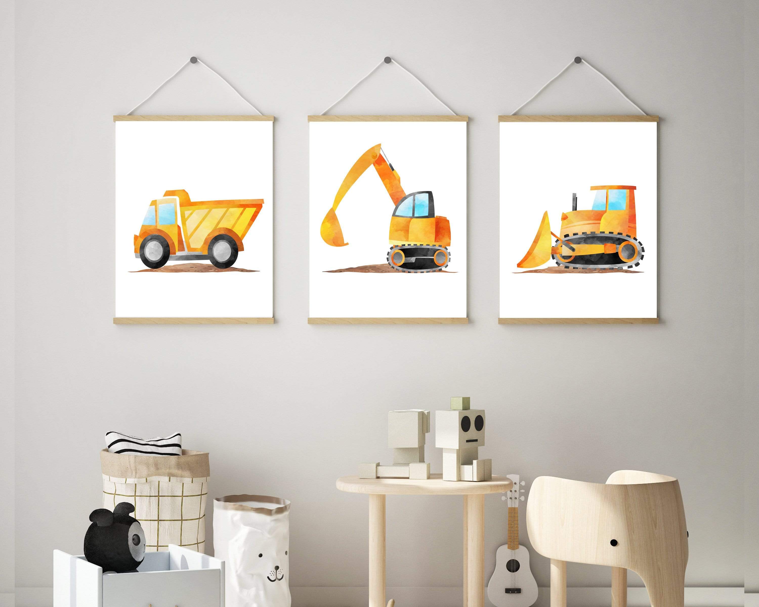 Construction Wall Art, Truck art prints, Boys wall decor, Truck wall art nursery art print baby nursery bedroom decor