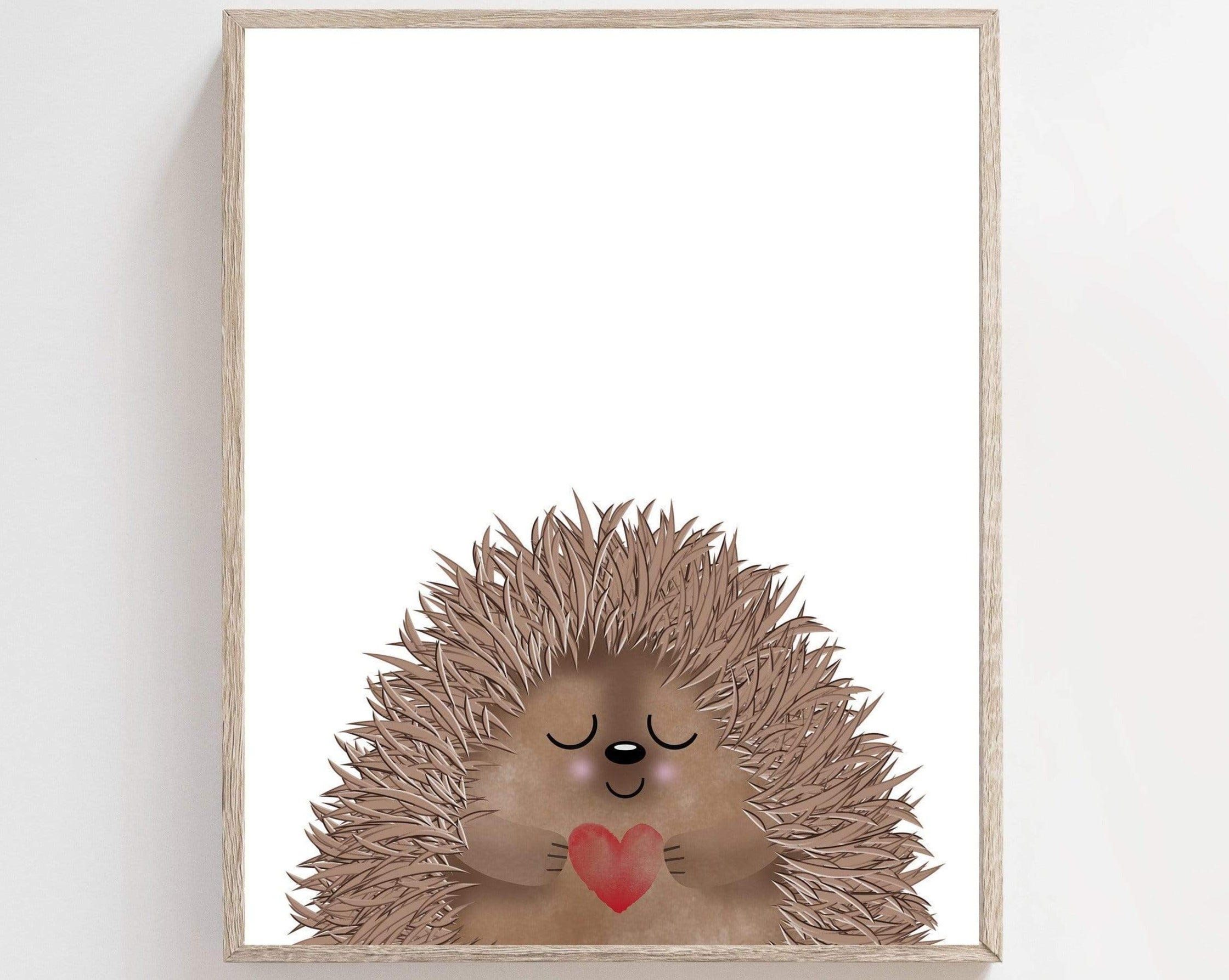 Cute Hedgehog holding a love heart Print nursery art print baby nursery bedroom decor