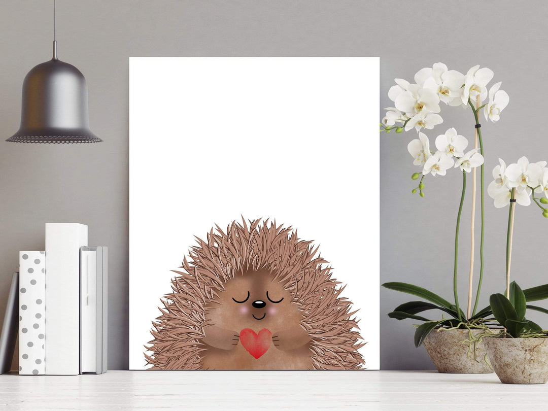 Cute Hedgehog holding a love heart Print nursery art print baby nursery bedroom decor